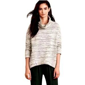ANTHROPOLOGIE Saturday Sunday Sweater Hi-Lo Heather Gray Space Dye Cowl Neck M